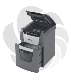 Distrugator documente automat REXEL OPTIMUM 100M, P5, micro-cut (particule), 100 coli, cos 34l, negru-gri