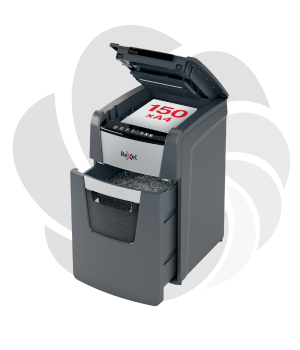Distrugator documente automat REXEL OPTIMUM 150X, P4, cross-cut (confeti), 150 coli, cos 44l, negru-gri