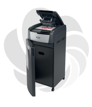 Distrugator documente automat REXEL OPTIMUM 600M, P5, micro-cut (particule), 600 coli, cos 110l, negru-gri