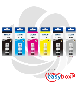 Set cartuse EPSON 115 Cyan / Magenta / Yellow / Black / Photo Black / Grey pentru EcoTank Epson L8160 / Epson L8180