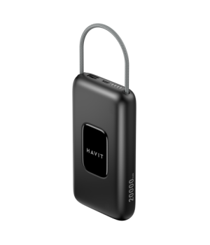 Acumulator portabil Havit PB35, 20000mAh, cablu USB-C incorporat, PD 22.5W, Negru/Gri