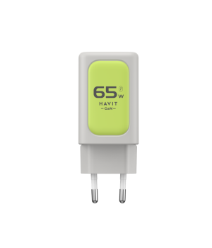 Incarcator retea Havit UC260 EU, PD65W, USB-C + USB-A, Gri + Verde