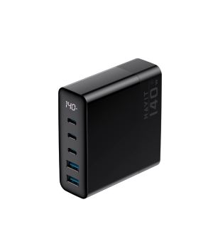 Incarcator retea Havit UCLE004 EU, 140W, USB-C + USB-A, multiport, Negru