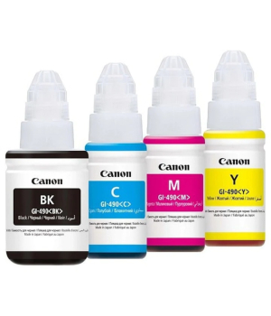 Pachet flacon refill cerneala GI-490 negru x 2, cyan, magenta, galben, Canon original 33000 pagini