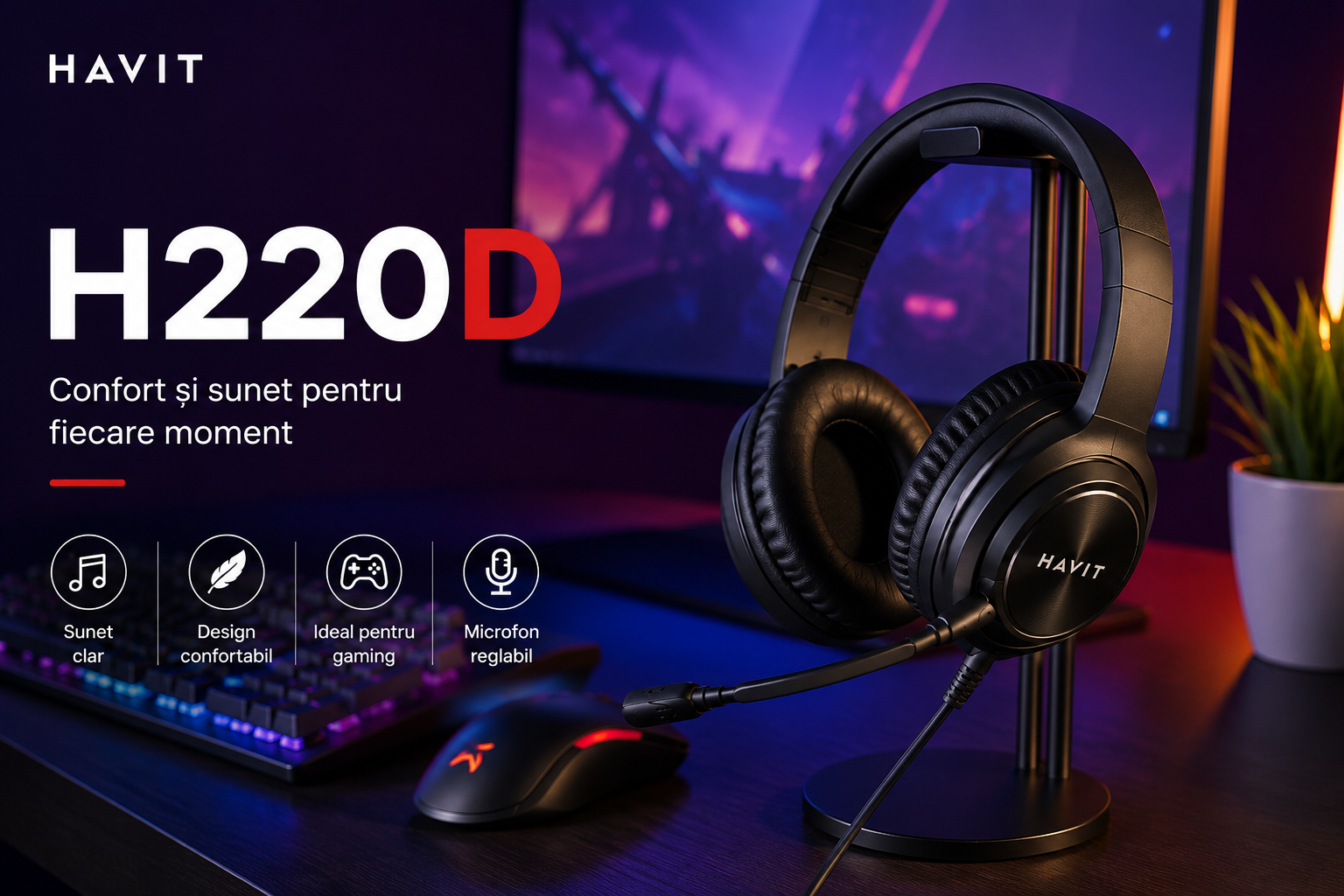 HAVIT H220D design over-ear confort