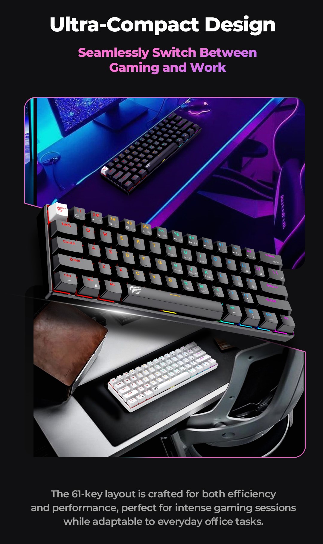 Structura ultra-compacta cu 61 de taste!