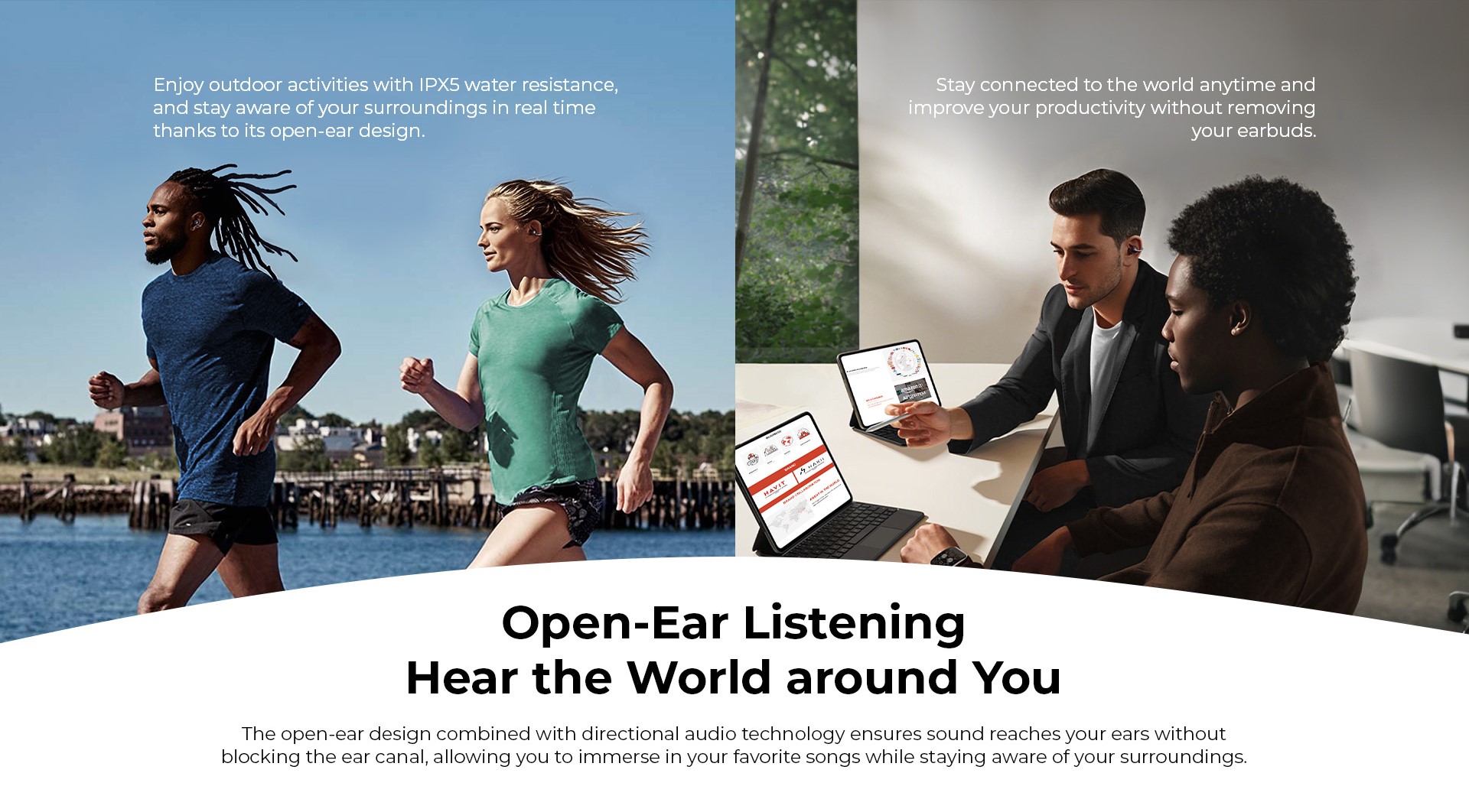 Design Open-ear si IPX5!