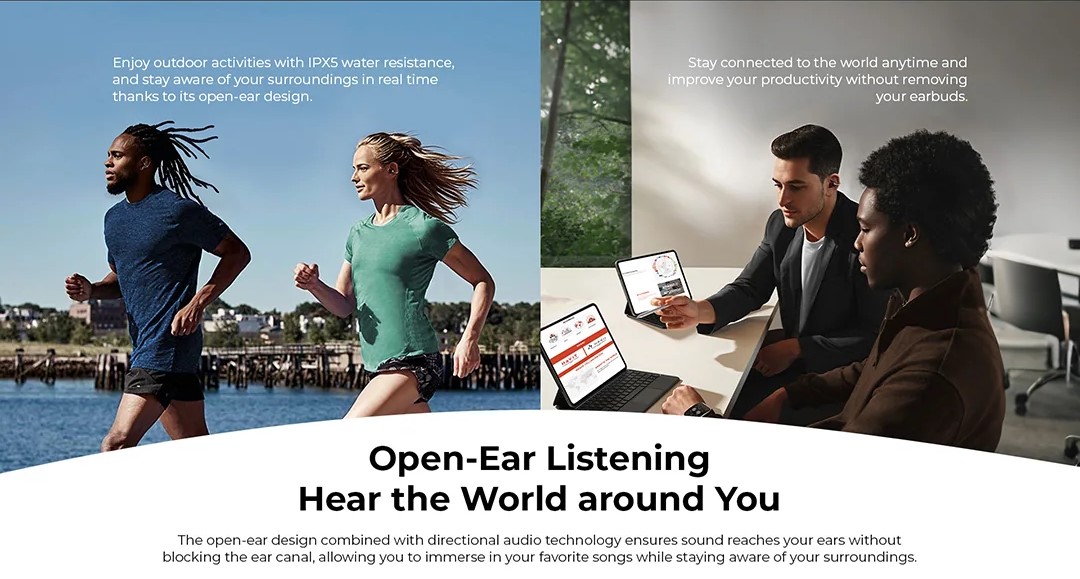 Design Open-ear si IPX5!