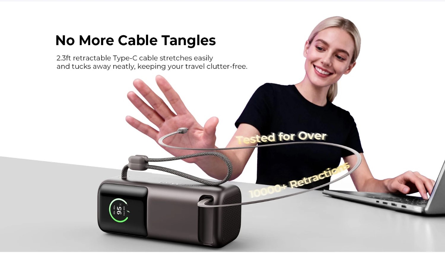 Cablu retractabil USB-C 70cm