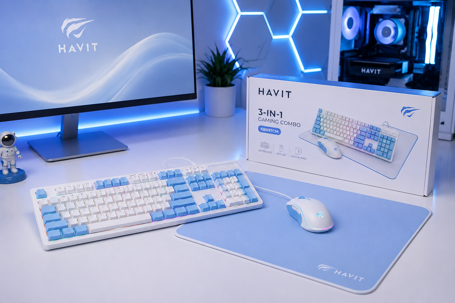 Kit gaming 3-in-1 HAVIT KB897CM tastatura mouse si mousepad